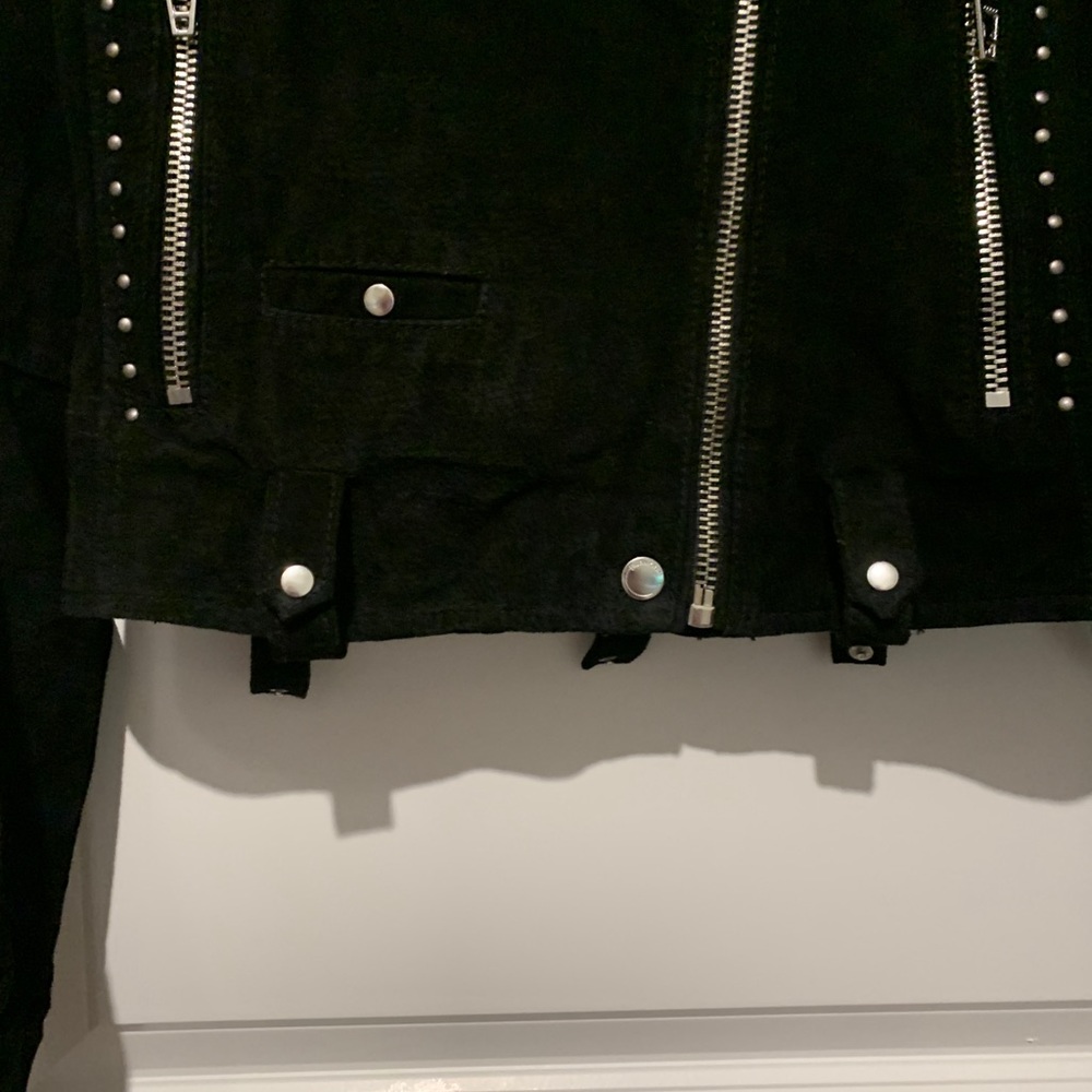 Blank NYC Suede Luxury No Limit Motorcycle "Moto" Style Jacket Black Studded S - Picture 10 of 16